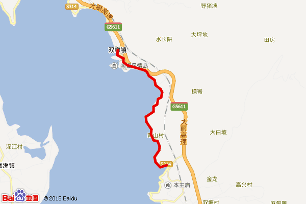 路線地點:雲南省 大理白族自治州 洱源縣路線描述:沿海路有車通過